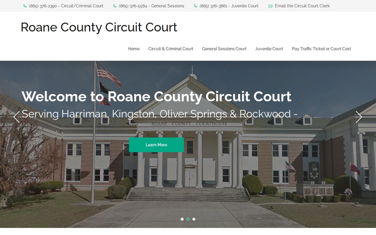 Roane County warrant records court home page with office contacts